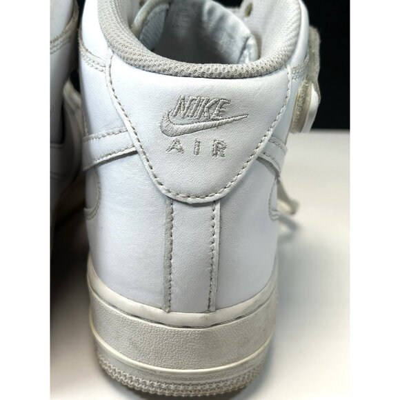 Youth 6.5 6.5Y Nike Air Force 1 AF1 triple white mid sneakers shoes - Picture 14 of 16